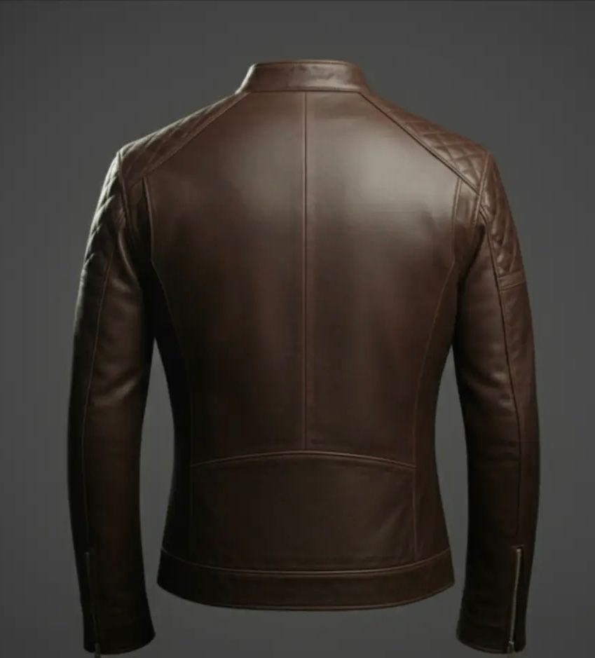 Men’s Brown Leather Biker Jacket,
